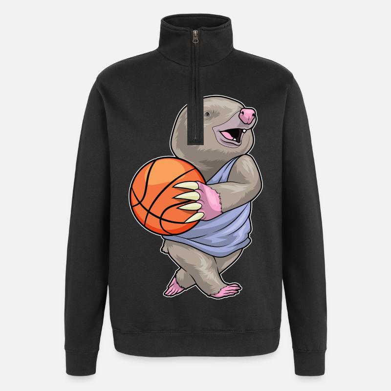 Taupe Basketteur Basketteur - Sweat à zip 1/4 - noir