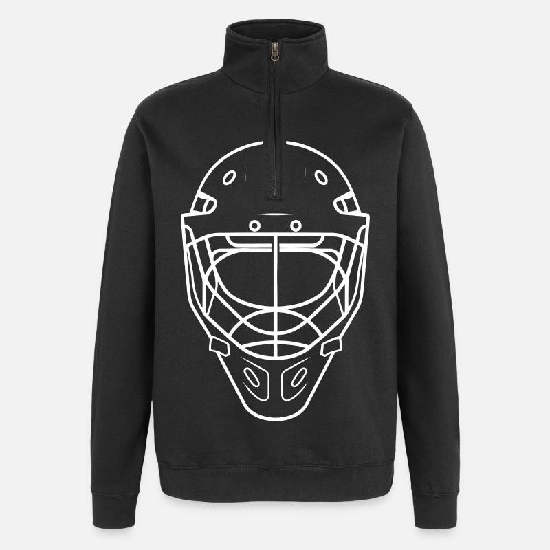 Eishockey Helm Line Art - Quarter-Zip-Sweatshirt - Schwarz