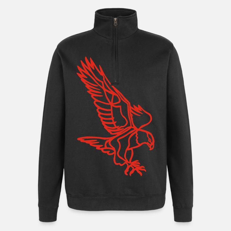 Roter Adler im Flug - Quarter-Zip-Sweatshirt - Schwarz