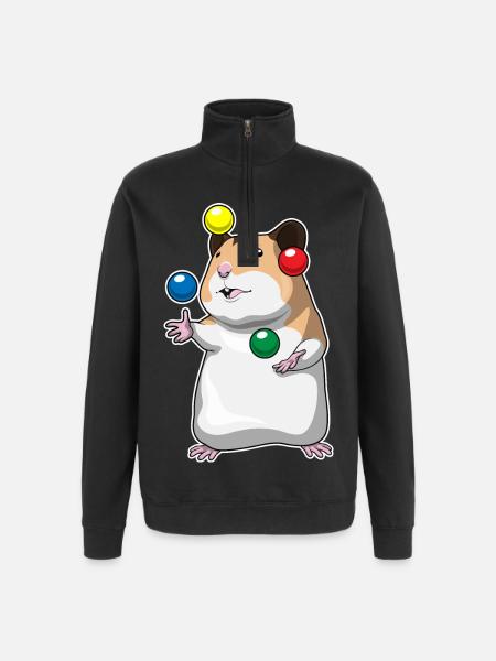 Hamster juggler juggling - Quarter-Zip Sweatshirt - black