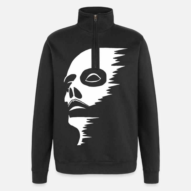 Geisterhaftes Gesicht - Quarter-Zip-Sweatshirt - Schwarz
