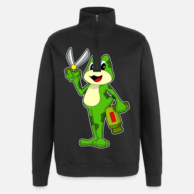 Grenouille Coiffeur Ciseaux Sèche-cheveux - Sweat à zip 1/4 - noir