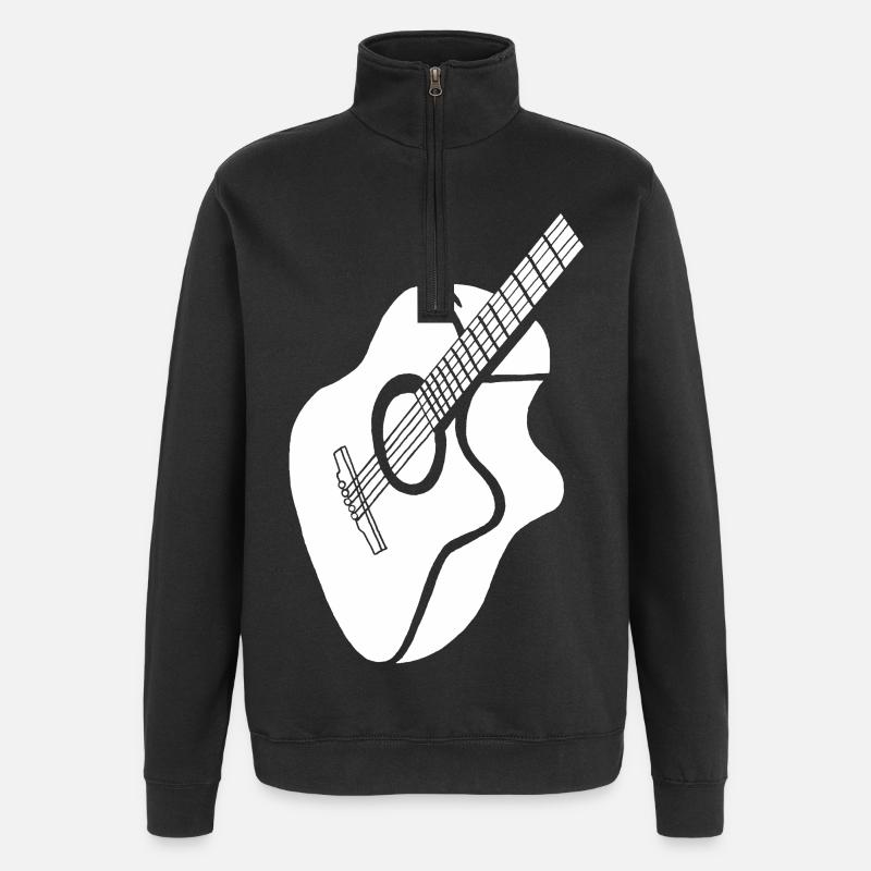 white guitar - Quarter-Zip Sweatshirt - black