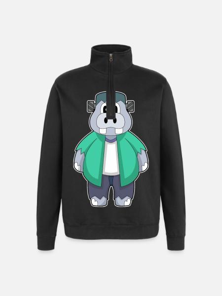 Hippopotamus Halloween - Quarter-Zip Sweatshirt - black