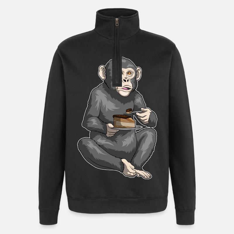 Affe Kuchen - Quarter-Zip-Sweatshirt - Schwarz