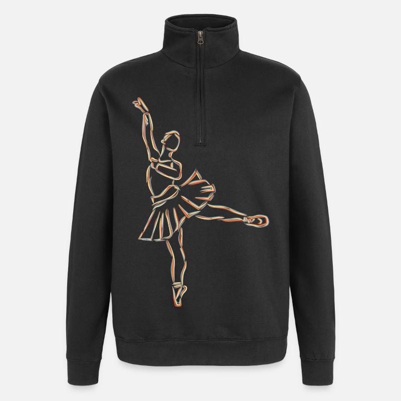 Ballett Mädchen Zeichnung - Quarter-Zip-Sweatshirt - Schwarz