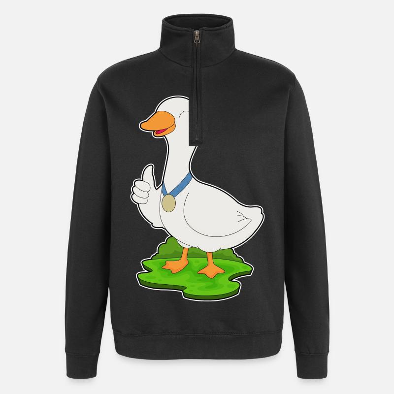 Ente Medaille - Quarter-Zip-Sweatshirt - Schwarz