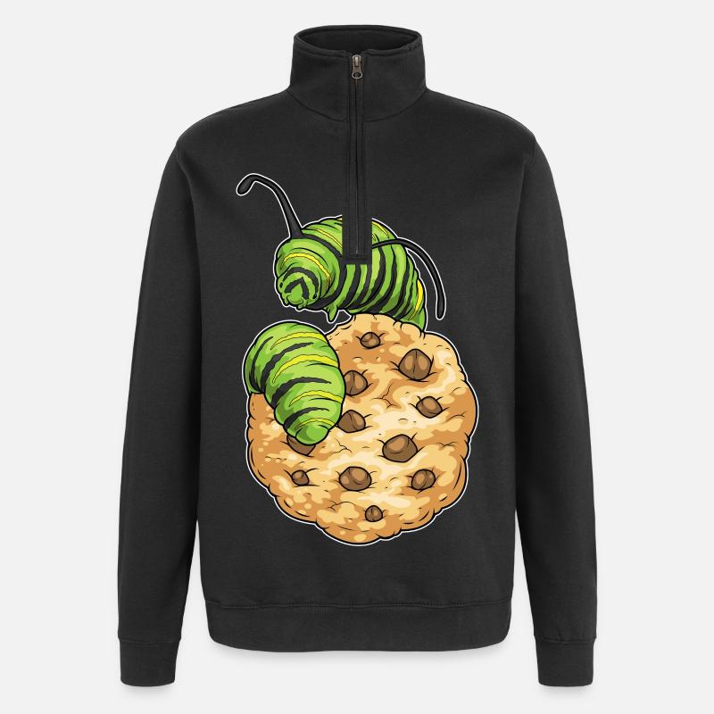 Biscuit chenille - Sweat à zip 1/4 - noir