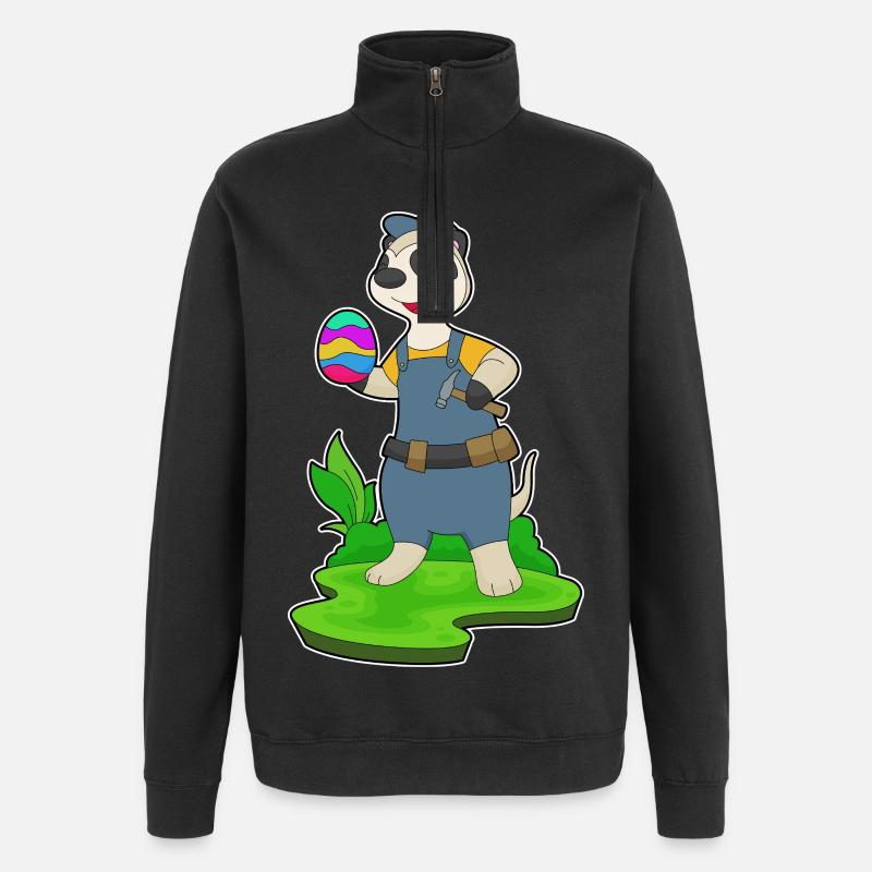 Erdmännchen Ostern Tischler - Quarter-Zip-Sweatshirt - Schwarz