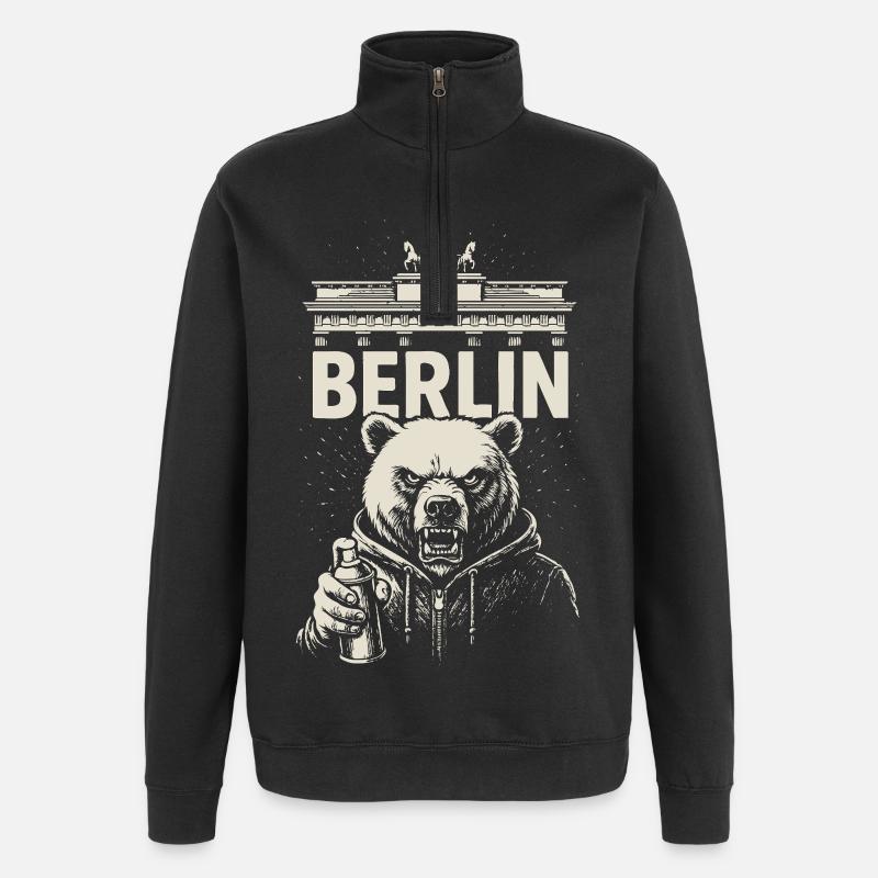 Berlin Rebel - Sweat à zip 1/4 - noir