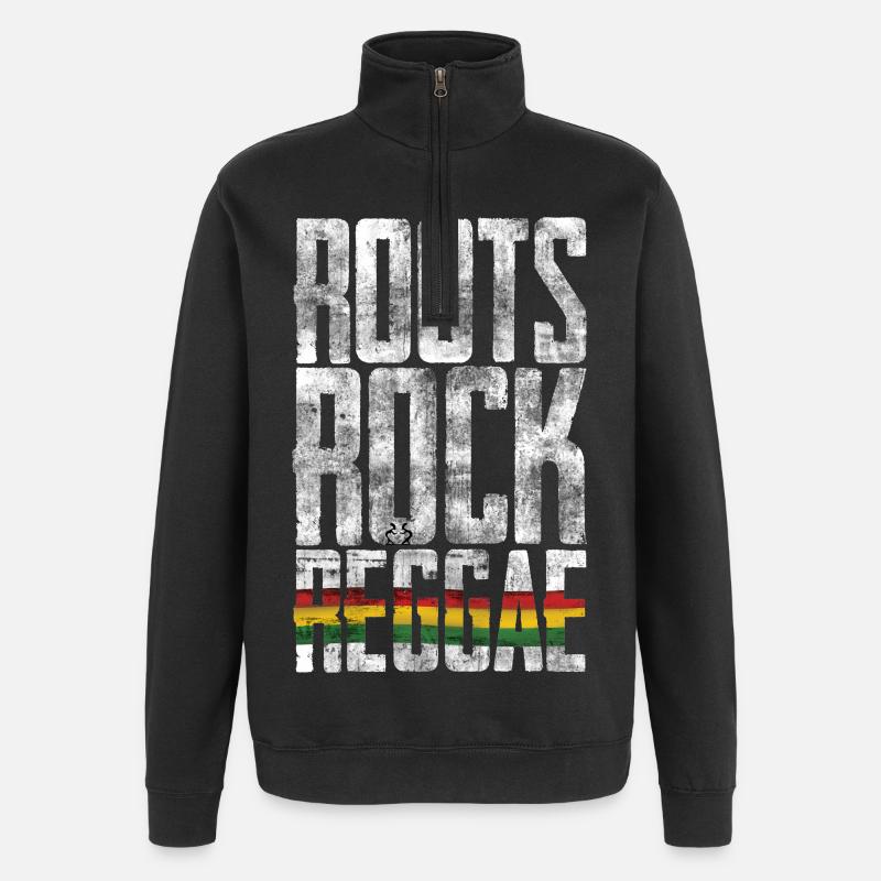 Drapeau Roots Rock Reggae - Sweat à zip 1/4 - noir