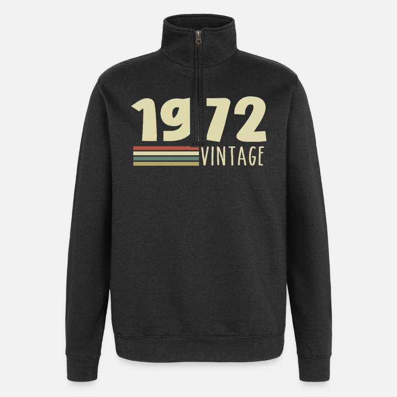 1972-Jubiläum-1972-Retro-1972 - Quarter-Zip-Sweatshirt - Schwarz