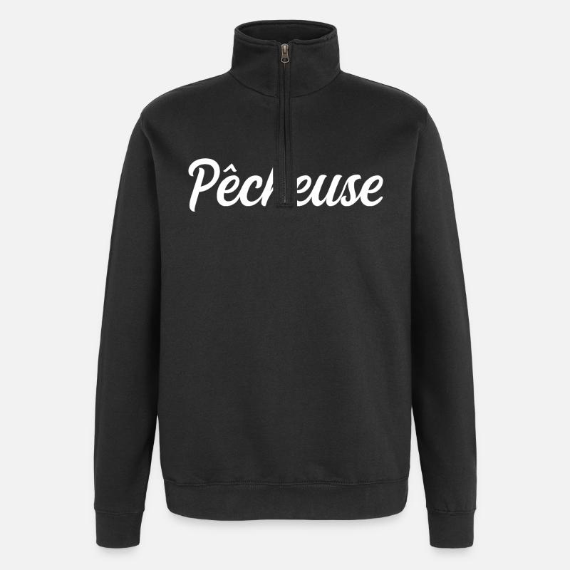 Pêcheuse Passionnée Pêche Eau Canne Poisson - Sweat à zip 1/4 - noir