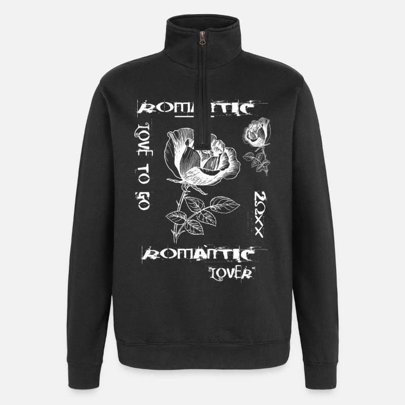 Amour pour la romance - Sweat à zip 1/4 - noir