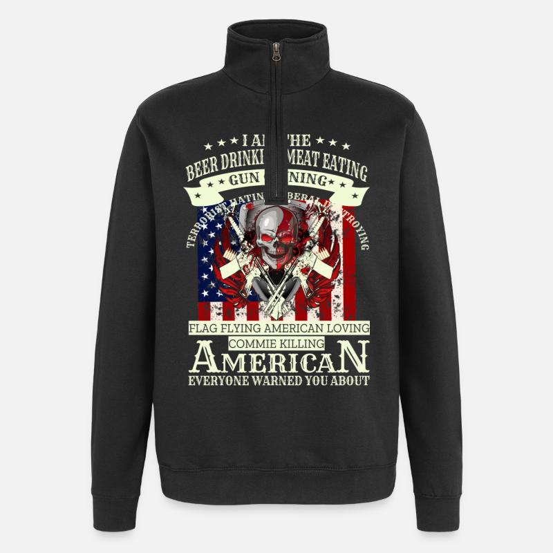 Crâne de l'armée - Sweat à zip 1/4 - noir