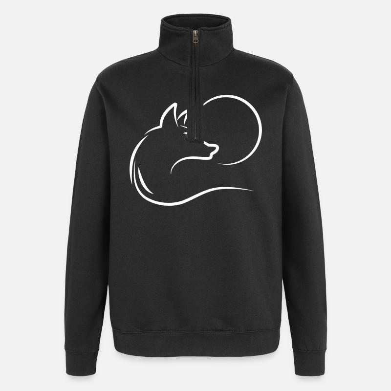 Loup à la pleine lune - Sweat à zip 1/4 - noir