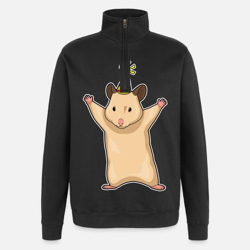 Chapeau de fête de hamster - Sweat à zip 1/4 - noir