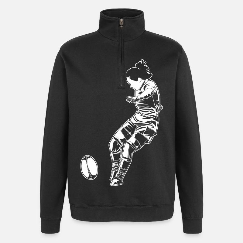 Joueuse de rugby filles - Sweat à zip 1/4 - noir