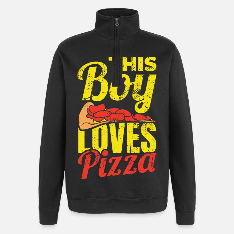 Ce garçon adore la pizza - Sweat à zip 1/4 - noir