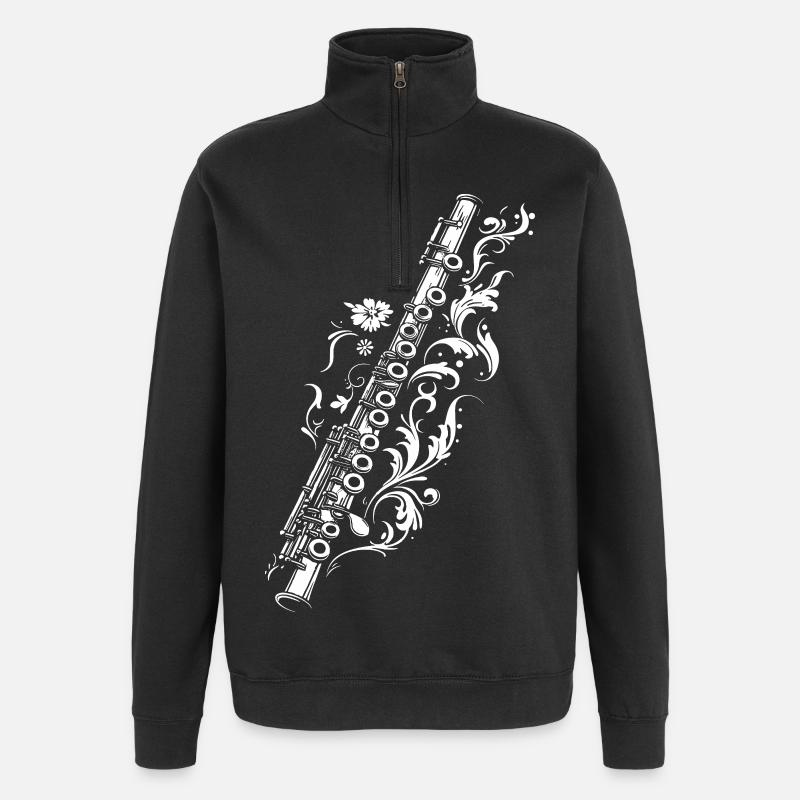 Flöte Zeichnung - Quarter-Zip-Sweatshirt - Schwarz