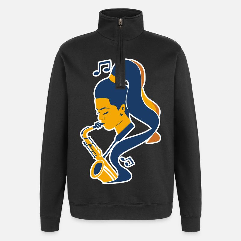 Saxophoniste Joueur Look Comique - Sweat à zip 1/4 - noir