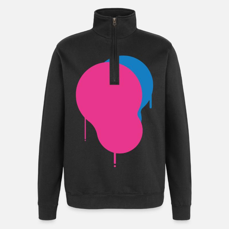 Farbklecks - Quarter-Zip-Sweatshirt - Schwarz