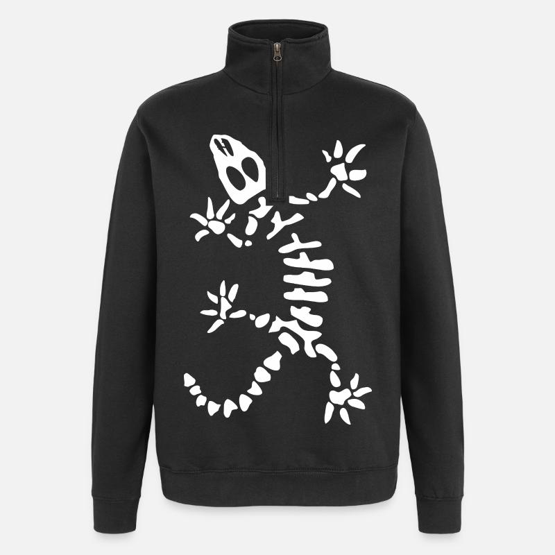 Gecko Skeleton: Lizard, Reptile & Bones - Quarter-Zip Sweatshirt - black