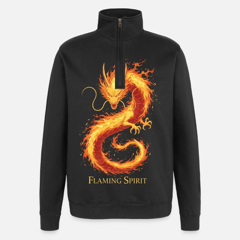 Flaming Ghost Dragon - Quarter-Zip Sweatshirt - black