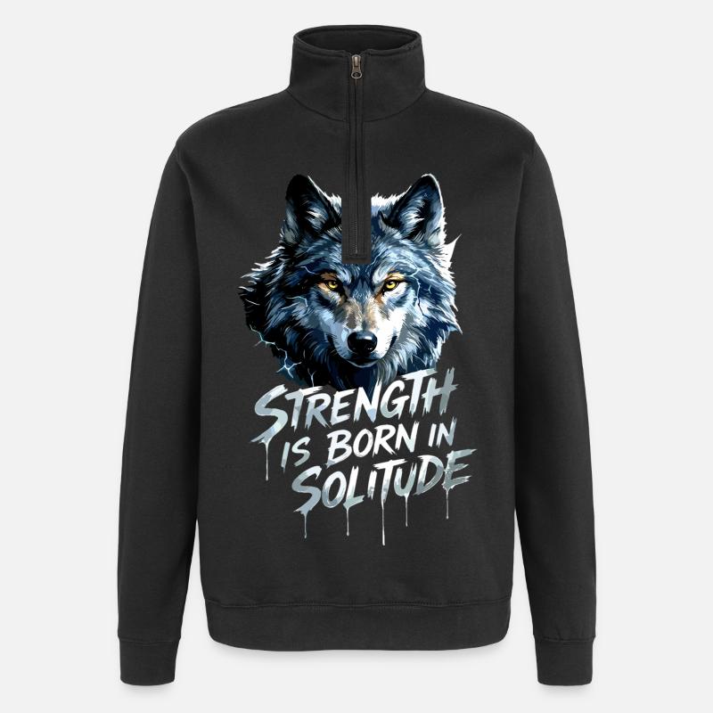 Wolf's Head Motivation - Quarter-Zip Sweatshirt - black