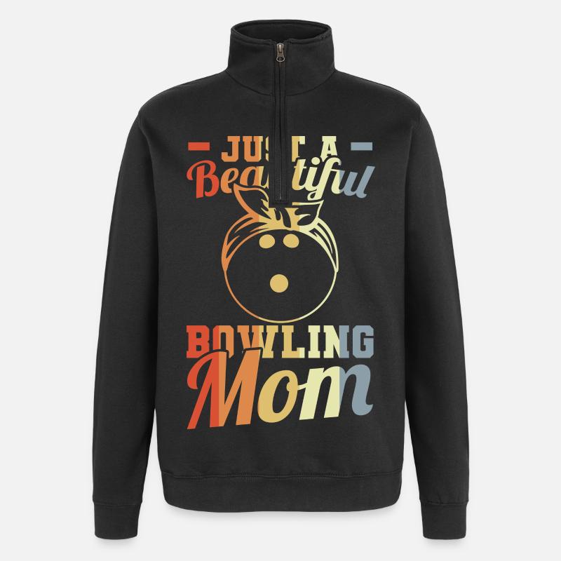 Bowling Mama - Quarter-Zip-Sweatshirt - Schwarz