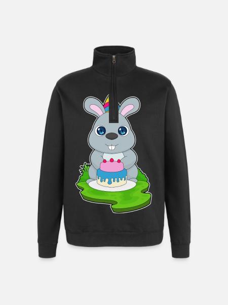 Bunny Birthday Cake - Quarter-Zip Sweatshirt - black