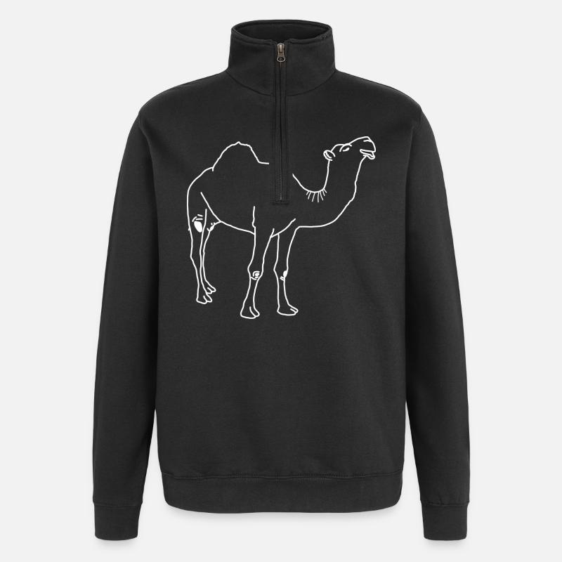Dromedar lineart - Quarter-Zip-Sweatshirt - Schwarz
