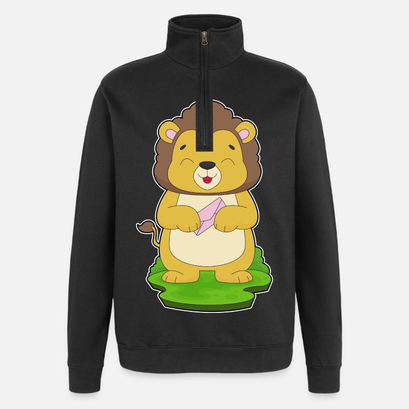 Enveloppe Lion - Sweat à zip 1/4 - noir