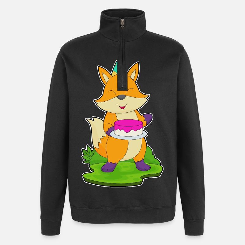 Gâteau d’anniversaire renard - Sweat à zip 1/4 - noir