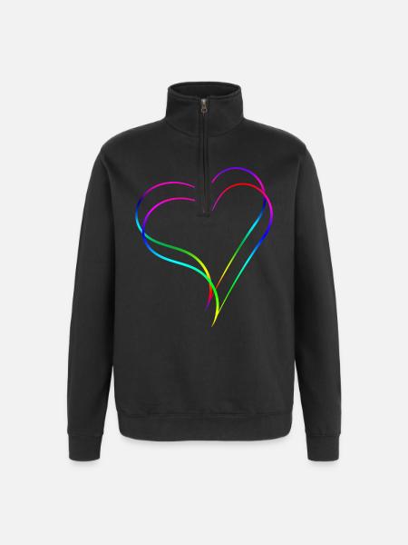 Herzen Regenbogen - Liebe - Quarter-Zip-Sweatshirt - Schwarz