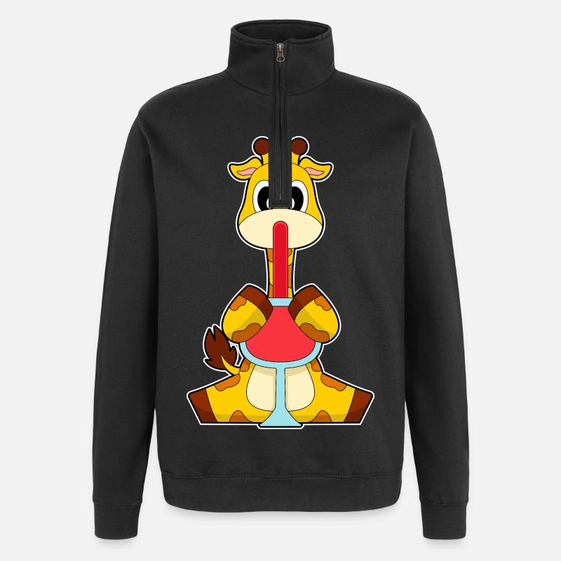 Giraffe Rotwein - Quarter-Zip-Sweatshirt - Schwarz