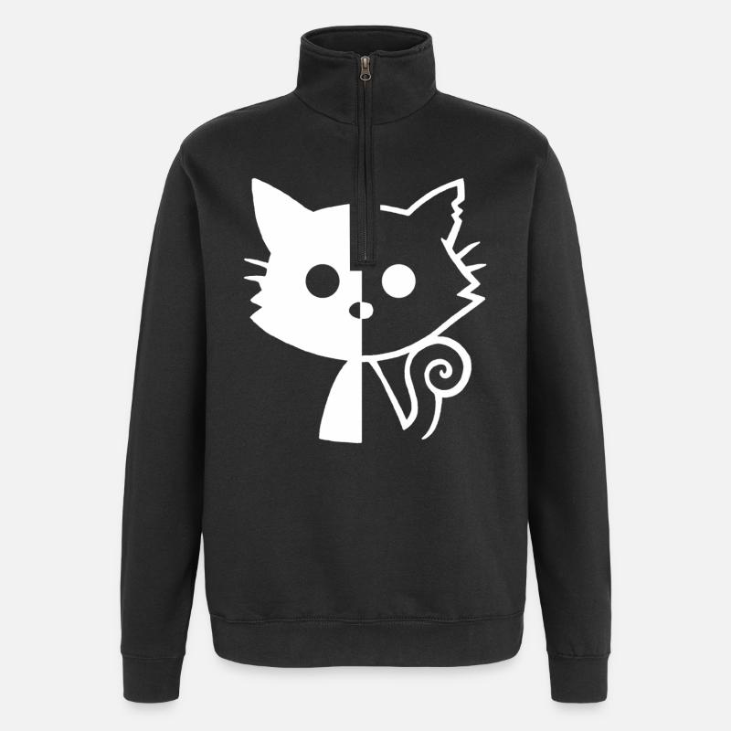 White Kitten Yin and Yang - Quarter-Zip Sweatshirt - black