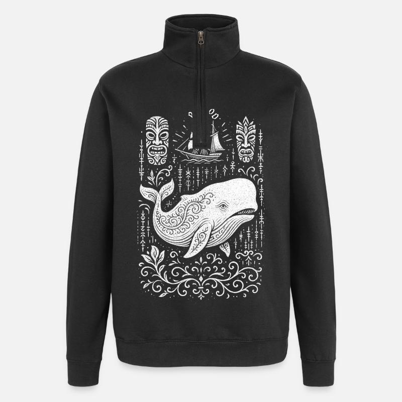 Moby Dick - Sweat à zip 1/4 - noir