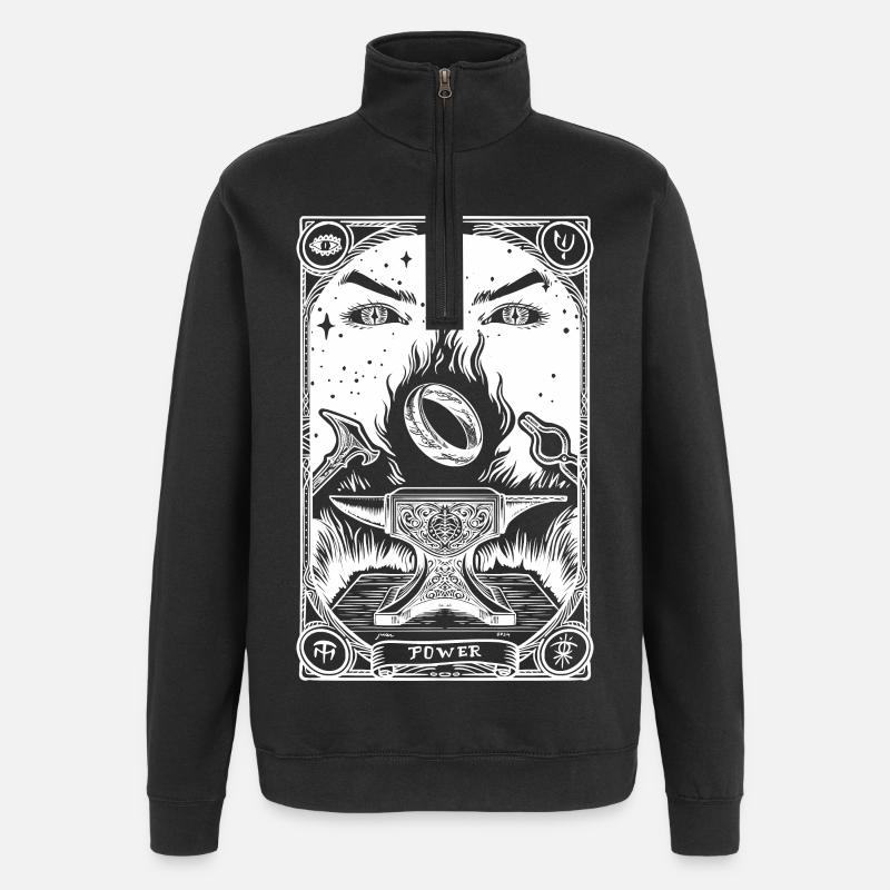 Ein Ring Tarot weiß - Quarter-Zip-Sweatshirt - Schwarz