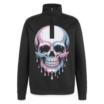 Kawaii Pastel Goth Totenschädel - Quarter-Zip-Sweatshirt - Schwarz - Vorne - AI Model Female 172 light (172cm) & AI Model Male 178 dark (178cm)