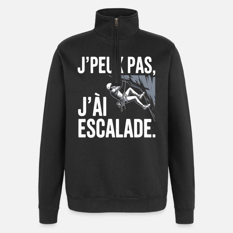 j'peux pas j'ai escalade - Sweat à zip 1/4 - noir
