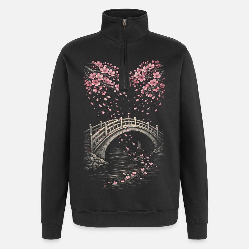 Kirschblüten Sakura Kirschblüte - Quarter-Zip-Sweatshirt - Schwarz