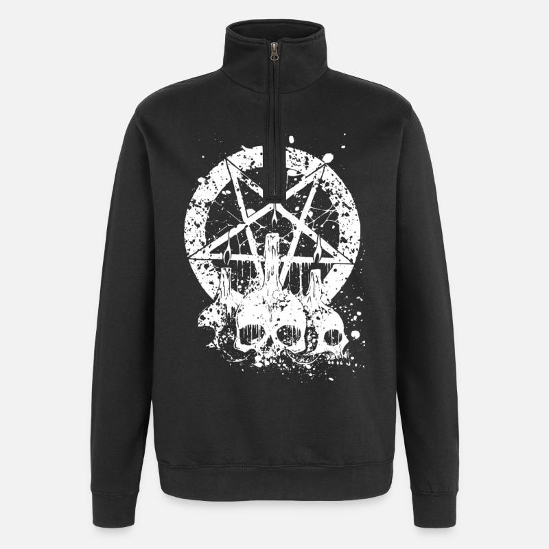 Gothic Skull - Quarter-Zip-Sweatshirt - Schwarz