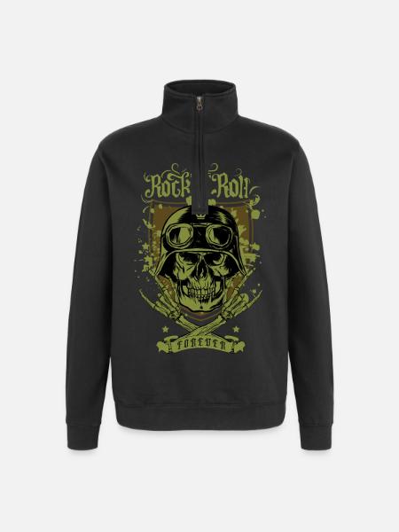 Rock 'n' Roll forever - Quarter-Zip Sweatshirt - black