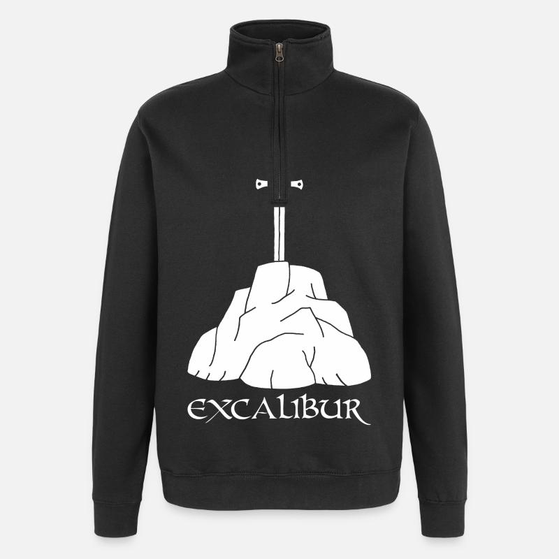 L'épée Excalibur (blanc) - Sweat à zip 1/4 - noir