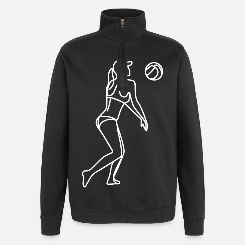Dessin d’un joueur de beach-volley - Sweat à zip 1/4 - noir