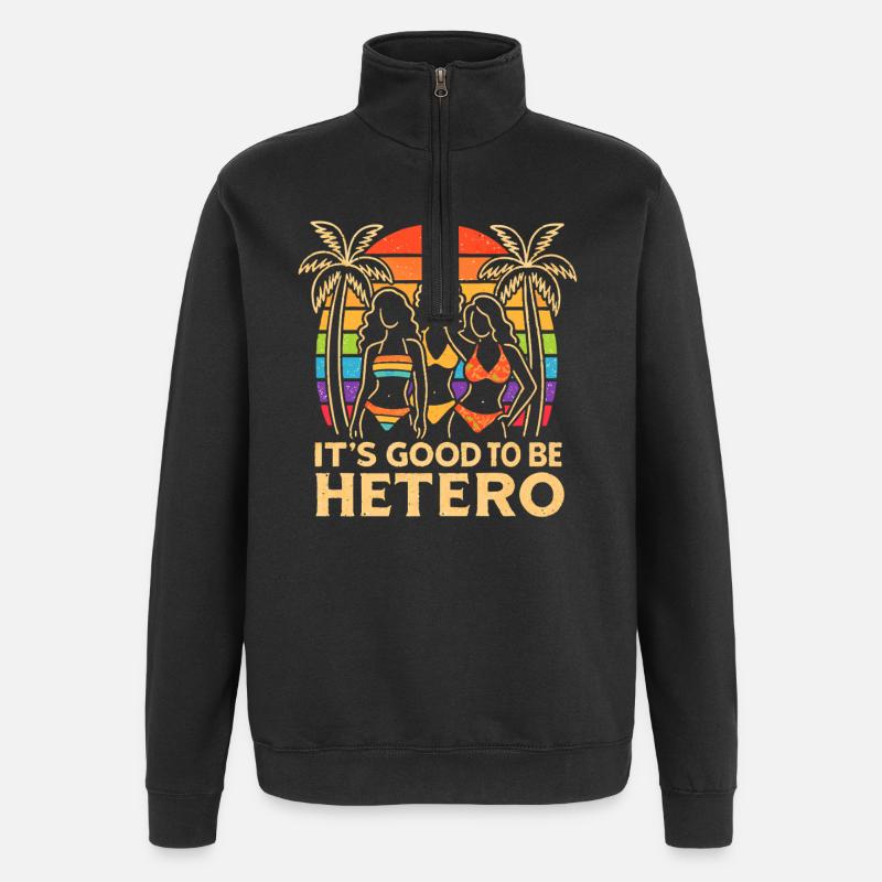 C’est bon d’être hétéro Sunset Trio - Sweat à zip 1/4 - noir