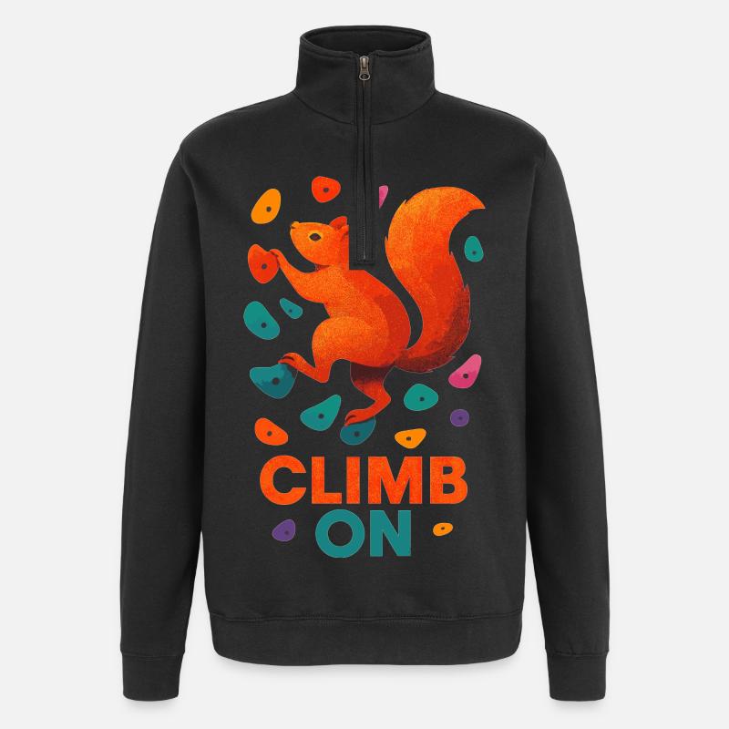 Bouldering Squirrel Climbing Motivation Gift - Quarter-Zip Sweatshirt - black
