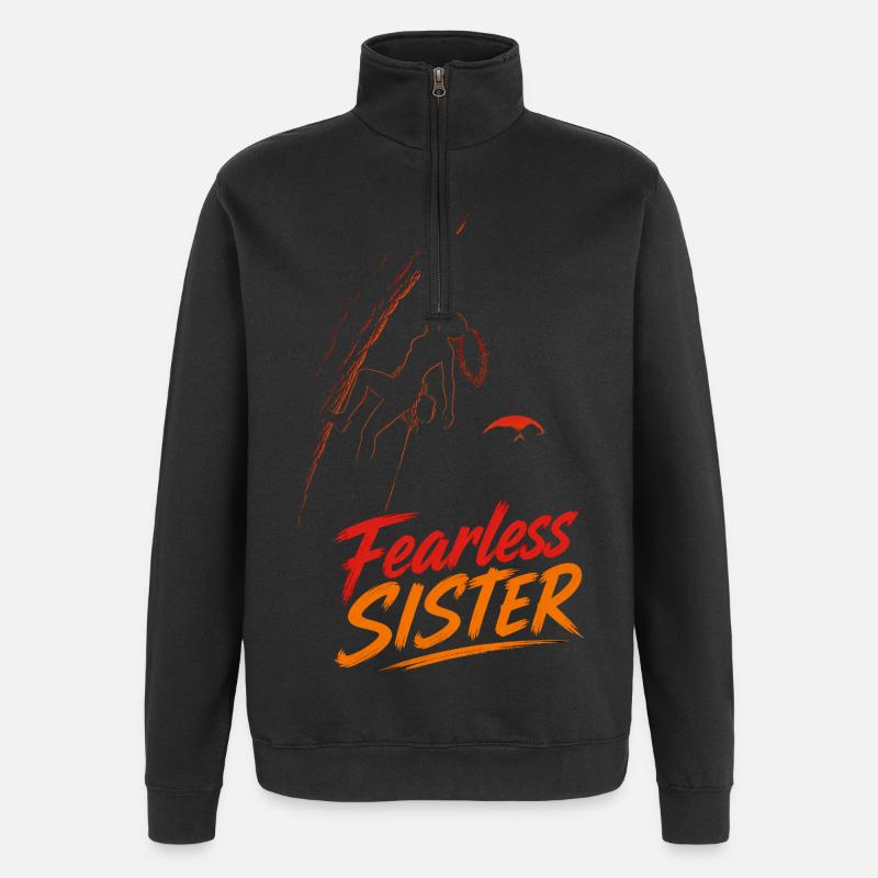 Fearless Sister – Climbing without fear - Quarter-Zip Sweatshirt - black