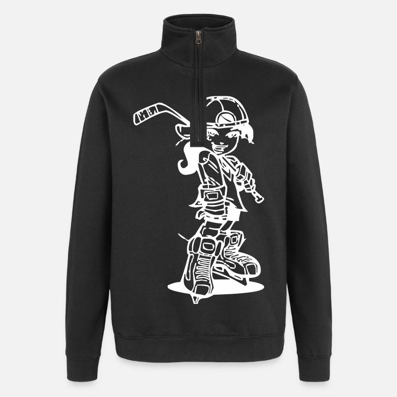 Eishockey-Mädchen - Quarter-Zip-Sweatshirt - Schwarz